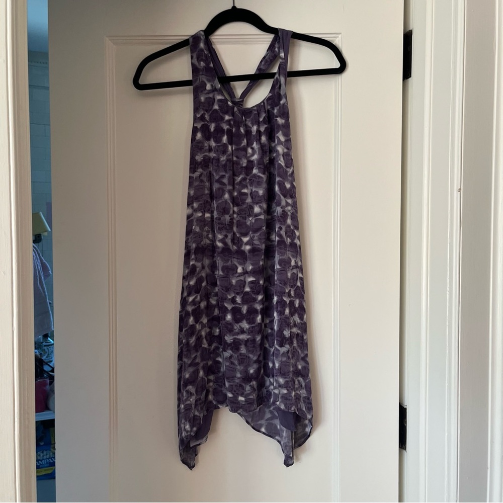 Stunning Alice + Olivia Purple Silk Racerback Curved Hem Dress